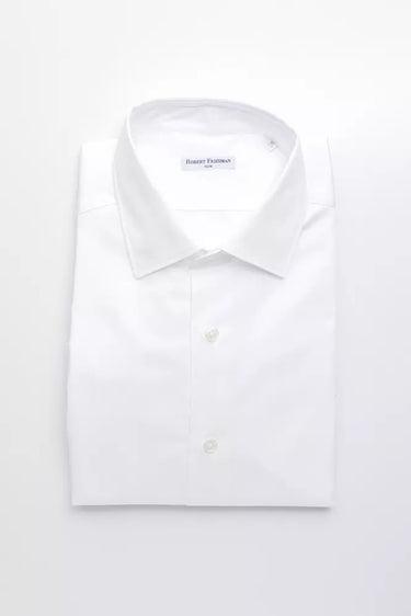 Elegant White Cotton Slim Collar Shirt